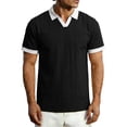 thumbnail image 1 of MYAOYI Mens Shirts Basic Men's V Stripe Polo, Contrast Collar Casual Textured Shirt, Value, 1 of 9