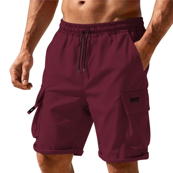 MYAOYI Mens Shorts Cargo Shorts with Multi Pockets, Elastic Waist Drawstring Quick Dry Tactical Shorts, Summer Outdoor Hiking Work Casual Wear for Men, S-3XL Multi Colors