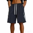 thumbnail image 1 of MYAOYI Mens Shorts Color Block Casual Shorts, Elastic Waist Drawstring Loose Fit Shorts, 1 of 6