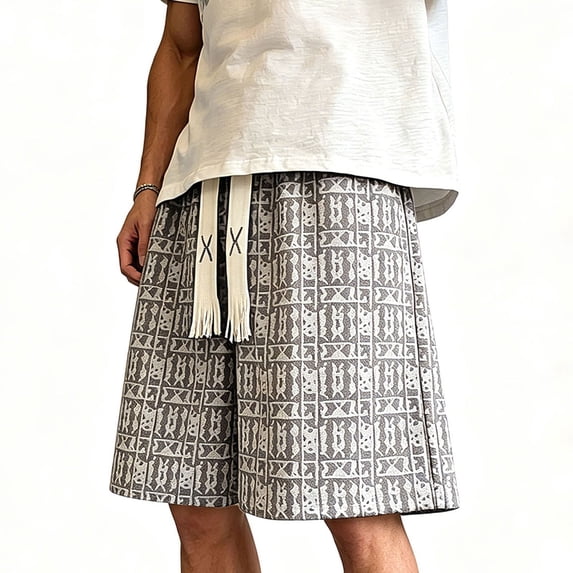 MYAOYI Mens Shorts Daily Wear Shorts Graphic Print Elastic Waist Drawstring Loose Fit Summer Casual Fashion Shorts with Pockets