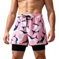 thumbnail image 1 of MYAOYI Mens Shorts Quick Dry 2 in 1 Running Shorts Printed Swim Trunks with Pockets, 1 of 6