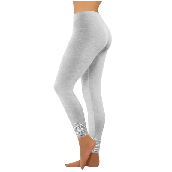 MYAOYI Pants for Women Buttery Soft Stretchy Leggings Ruched Ankle Casual Daily Wear Full Length Leggings