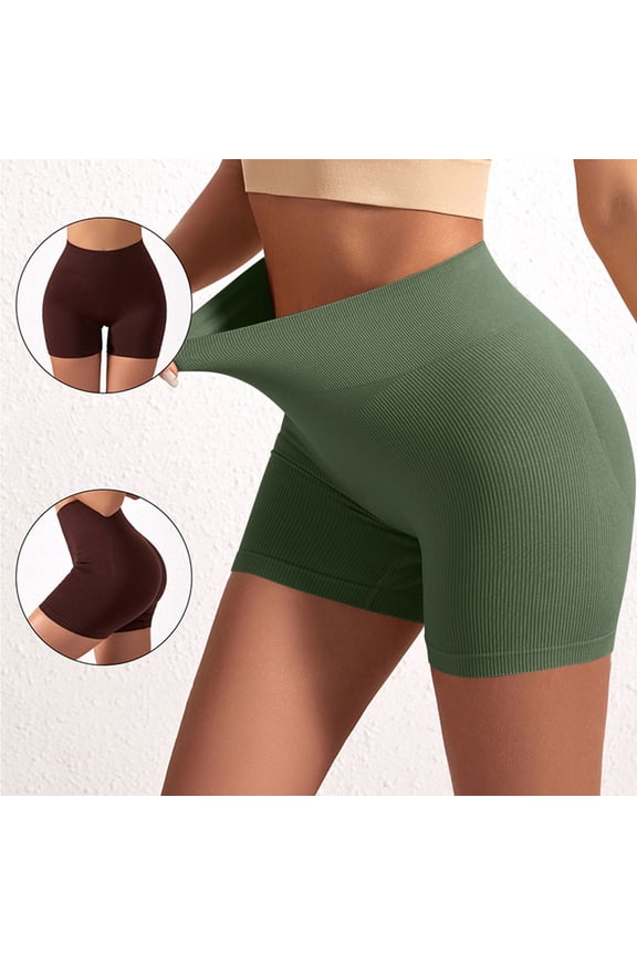 Shorts for Women Ribbed Seamless High Waist Biker Yoga Shorts