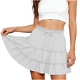 thumbnail image 1 of MYAOYI Skirts for Women Pleated Ruffle Skirt Color Casual Elastic Waist Loose, 1 of 6