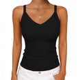 thumbnail image 1 of MYAOYI Tank Tops for Women Spaghetti Strap Ribbed Camisole Tops Slim Fitted V-Neck Soft Basic Layering Shirts, 1 of 6