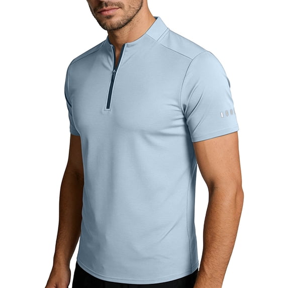 MYAOYI Tops for Men Athletic Polo Shirt for Men Short Sleeve Quarter Zip Quick Dry Gym Running Casual T-Shirt