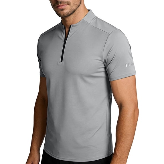 MYAOYI Tops for Men Athletic Polo Shirt for Men Short Sleeve Quarter Zip Quick Dry Gym Running Casual T-Shirt