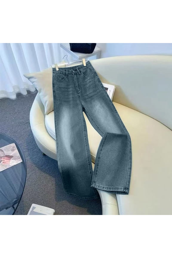Tween Girls Wide Leg Jeans - Zipper Fly and Pockets, Elastic Waistband Cute Baggy Denim Pants for Girls Clothing