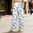 thumbnail image 1 of MYAOYI Women's Loose Flowy Palazzo Pants, Tropical Palm Print Elastic High Waist Casual Trousers, 1 of 7
