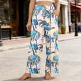 thumbnail image 1 of MYAOYI Women's Summer Hawaiian Tropical Print Wide Leg Pants, Elastic High Waist Casual Trousers, 1 of 7