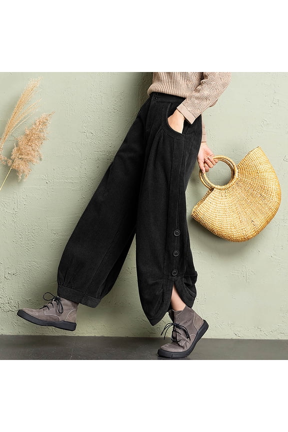 Womens Barrel Jeans Wide Legs Velvet Lantern Pants