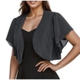thumbnail image 1 of MYAOYI Womens Cardigan Chiffon Shrug Open Front Ruffle Short Sleeve Cropped Bolero Cardigan Cover Up, 1 of 6
