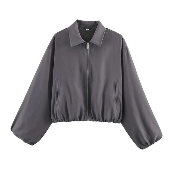 MYAOYI Womens Cropped Zip Up Jacket Collared Casual Lightweight Coat