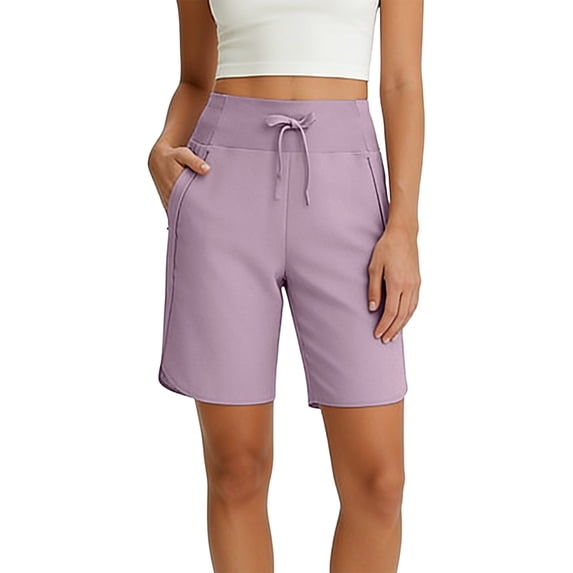 MYAOYI Womens Drawstring Athletic Shorts High Waist Side Slit Sporty Activewear