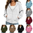 thumbnail image 1 of MYAOYI Womens Everyday Zip Up Hoodie Hooded Sweatshirt Relaxed Jacket, 1 of 7