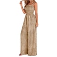 thumbnail image 1 of MYAOYI Womens Jumpsuits Casual Daily Wide Leg Jumpsuit Gingham Plaid Spaghetti Strap Smocked Summer Jumpsuit, 1 of 8