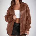 thumbnail image 1 of MYAOYI Womens Oversized Faux Leather Bomber Jacket Zip Up Casual Coat, 1 of 7