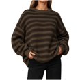 thumbnail image 1 of MYAOYI Womens Oversized Striped Sweater Crew Neck Drop Shoulder Knit, 1 of 8