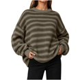 thumbnail image 1 of MYAOYI Womens Oversized Striped Sweater Crew Neck Drop Shoulder Knit, 1 of 8
