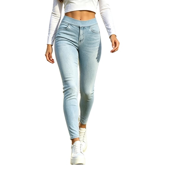 MYAOYI Womens Pull-On Stretch Skinny Jeans - High Waist Comfy Jeggings