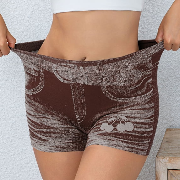 MYAOYI Womens Scrunch Butt Lifting Shorts Faux Denim Gym Booty Shorts Seamless High Waist Workout Yoga Biker Jean Shorts