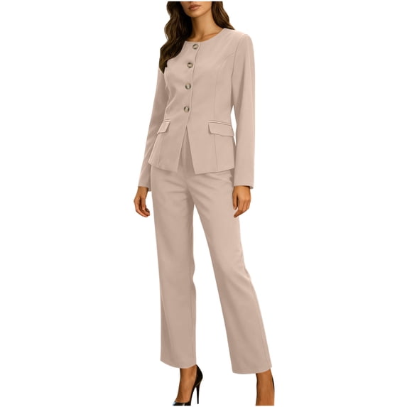 MYAOYI Womens Sets Business Casual 2 Piece Suit Set Long Sleeve Blazer and Pants Office Wear Professional Outfit for Women