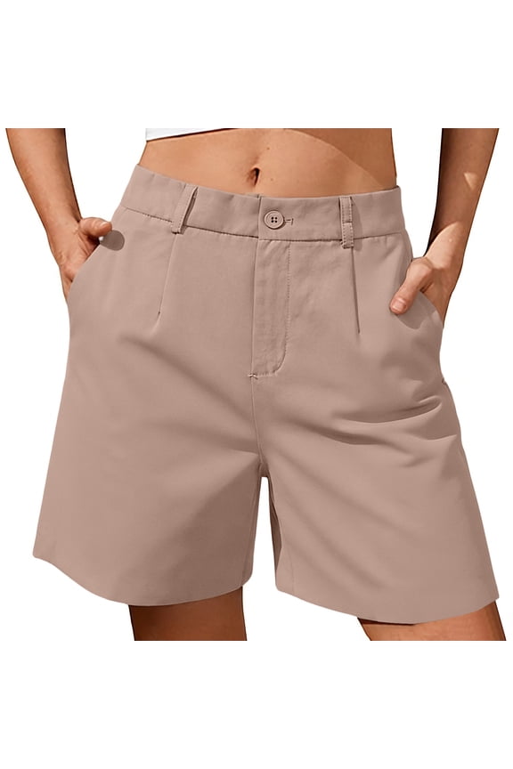 Womens Shorts Business Casual Dress Shorts High Waisted with Pockets Straight Leg Office Daily Wear Shorts
