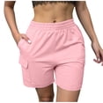 thumbnail image 1 of MYAOYI Womens Shorts Cargo Shorts with Pockets, Elastic Waist Casual Summer Shorts, 1 of 6