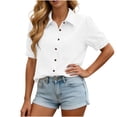 thumbnail image 1 of MYAOYI Womens Summer Linen Blouse Puff Sleeve Button Down Casual Shirt, 1 of 9