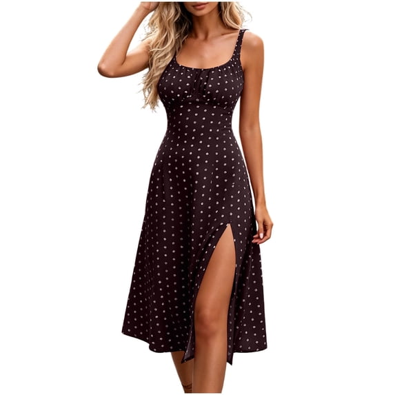 MYAOYI Womens Summer Sleeveless Dress Polka Dot A-Line Dress