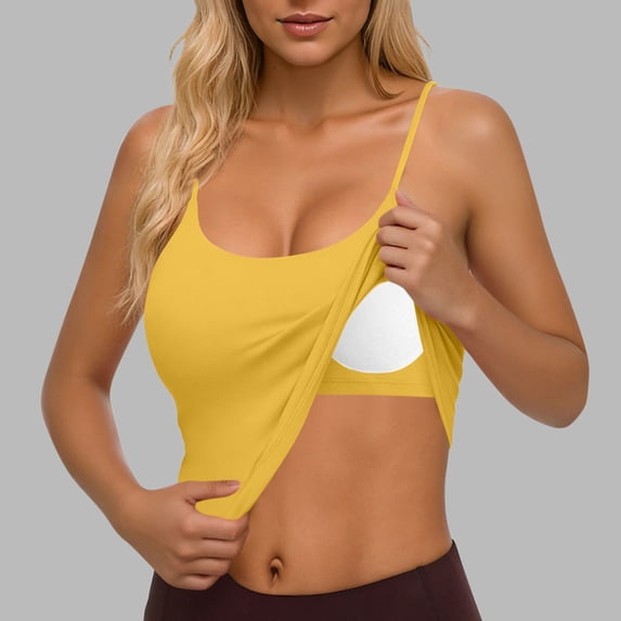 MYAOYI Womens Tank Tops with Built in Bra Ribbed Camisole Tops Spaghetti Straps
