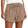 thumbnail image 1 of MYAOYI Womens Waffle Knit Shorts Drawstring Waist Elastic Casual Lounge Shorts, 1 of 7