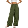 thumbnail image 1 of MYAOYINo Boundaries High Waisted Linen Pants Women Elastic Waist Wide Leg Casual Trousers, 1 of 6