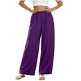 thumbnail image 1 of MYAOYINo Boundaries High Waisted Linen Pants Women Elastic Waist Wide Leg Casual Trousers, 1 of 6