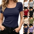thumbnail image 1 of MYAOYINo Boundaries Ribbed T-Shirt Soft Stretchy Short Sleeve Slim Womens, 1 of 5