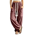 thumbnail image 1 of MYAOYINo Boundaries Womens Baggy Cargo Pants with Tassel Drawstring Wide Leg Joggers, 1 of 7
