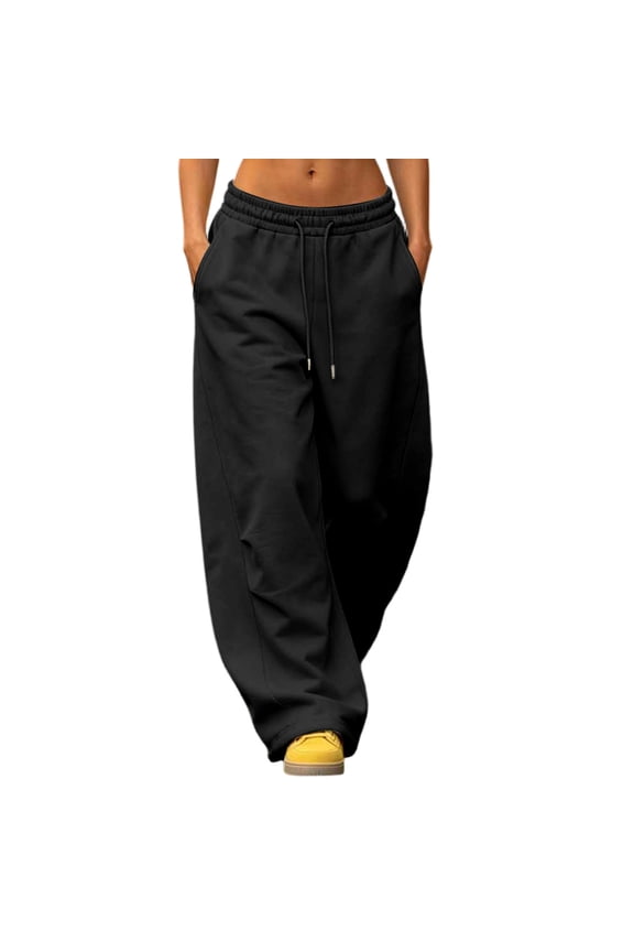 No Boundaries Womens Baggy Wide Leg Sweatpants Drawstring Elastic Waist Lounge Pants with Pockets