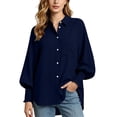 thumbnail image 1 of MYAOYINo Boundaries Womens Button Down Shirt Smocked Cuffs Long Sleeve Casual Blouse with Pocket, 1 of 8