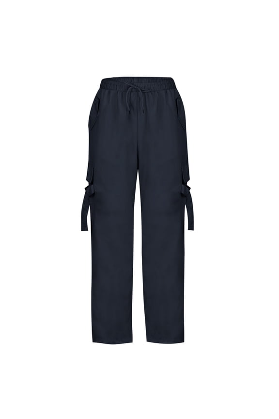 No Boundaries Womens Cargo Pants Drawstring Elastic Waist Straight Leg Casual Pants with Pockets