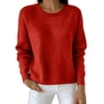 thumbnail image 1 of MYAOYINo Boundaries Womens Casual Long Sleeve Sweater Crew Neck Ribbed Knit Solid Top, 1 of 5