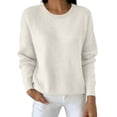 thumbnail image 1 of MYAOYINo Boundaries Womens Casual Long Sleeve Sweater Crew Neck Ribbed Knit Solid Top, 1 of 5