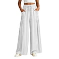 thumbnail image 1 of MYAOYINo Boundaries Womens Drawstring Wide Leg Pants Ruched Side Pockets Casual Lounge Trousers, 1 of 9