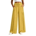 thumbnail image 1 of MYAOYINo Boundaries Womens Drawstring Wide Leg Pants Ruched Side Pockets Casual Lounge Trousers, 1 of 9