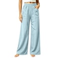 thumbnail image 1 of MYAOYINo Boundaries Womens Elastic Waist Wide Leg Pants Large Patch Pockets Casual Trousers, 1 of 7