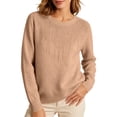 thumbnail image 1 of MYAOYINo Boundaries Womens Glitter Front Detail Round Neck Knit Top Long Sleeve Elegant Blouse, 1 of 9
