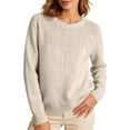 thumbnail image 1 of MYAOYINo Boundaries Womens Glitter Front Detail Round Neck Knit Top Long Sleeve Elegant Blouse, 1 of 9