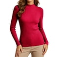 thumbnail image 1 of MYAOYINo Boundaries Womens High Neck Ribbed Long Sleeve Sweater Fitted Knit Basic Blouse, 1 of 9