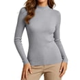 thumbnail image 1 of MYAOYINo Boundaries Womens High Neck Ribbed Long Sleeve Sweater Fitted Knit Basic Blouse, 1 of 9