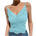 thumbnail image 1 of MYAOYINo Boundaries Womens Lace Trim Cami Ribbed Spaghetti Strap V-Neck Tank Top, 1 of 6