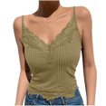 thumbnail image 1 of MYAOYINo Boundaries Womens Lace Trim Cami Ribbed Spaghetti Strap V-Neck Tank Top, 1 of 6